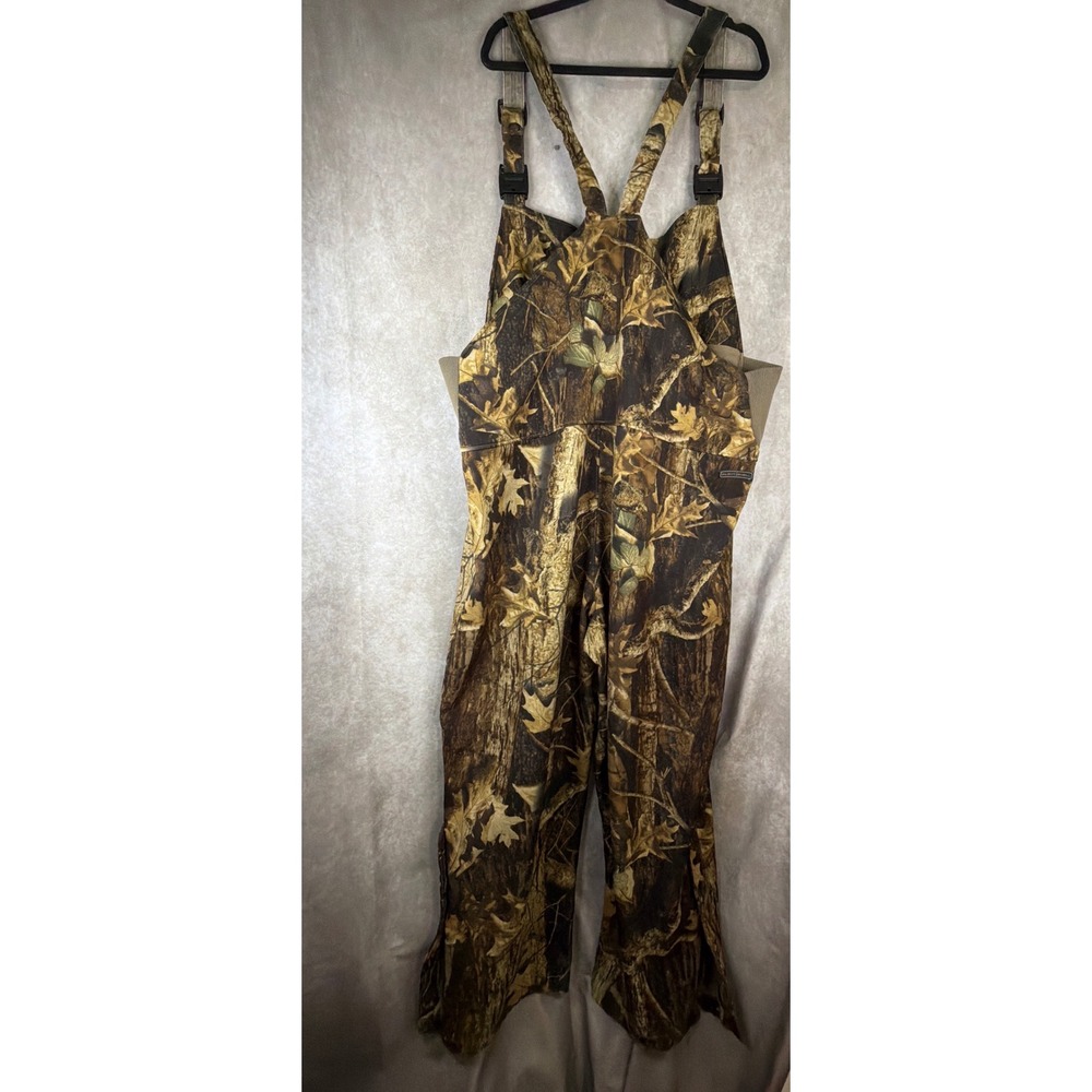 Columbia Hunting Bibs Men 2X Brown Timberwolf Camo Silent Shell Overalls Bark - Picture 6 of 9
